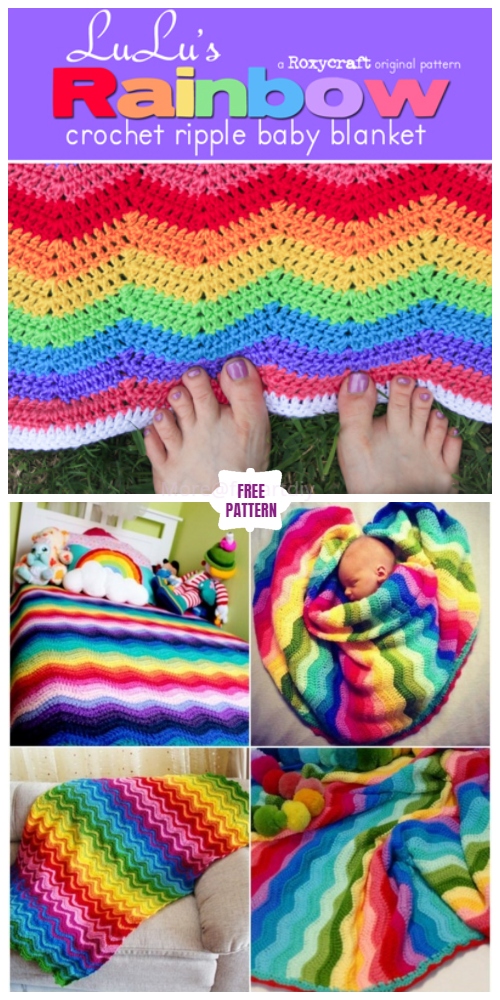Crochet Rainbow Ripple Blanket Free Crochet Pattern