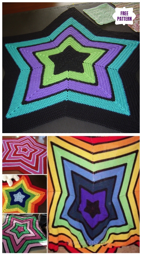 Crochet Rainbow Star Blanket Free Crochet Pattern