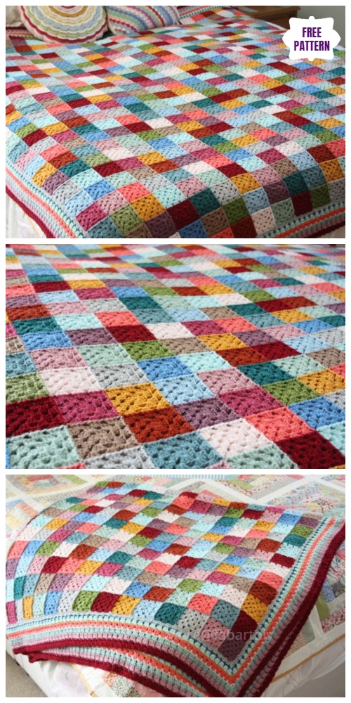 Crochet Giant Granny Patches Blanket Free Crochet Pattern