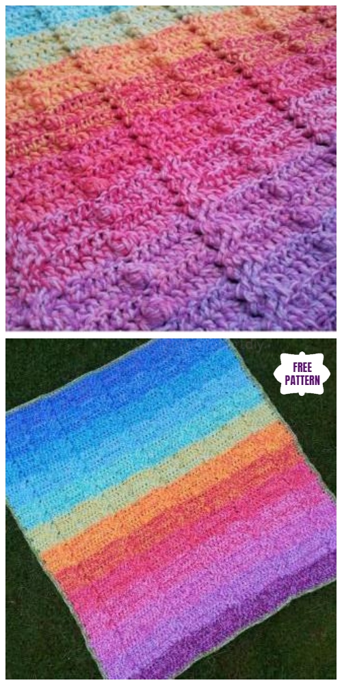 Crochet Cable and Bobble Stitch Blanket Free Crochet Pattern
