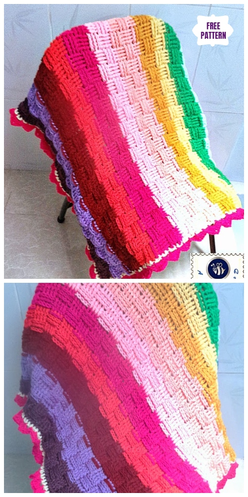 Crochet Woven Rainbow Baby Blanket Free Crochet Pattern