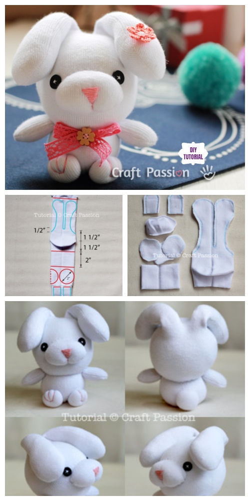 10+ Sew Sock Bunny DIY Tutorials Round Up - Droopy Ear Sock Bunny DIY Tutorial