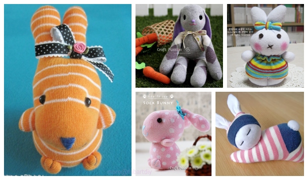 Easter Crafts - 10+ Sew Sock Bunny DIY Tutorials Round Up