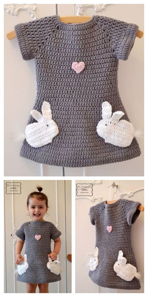 Spring Girl Loved Bunny Jumper Dress Crochet Patterns