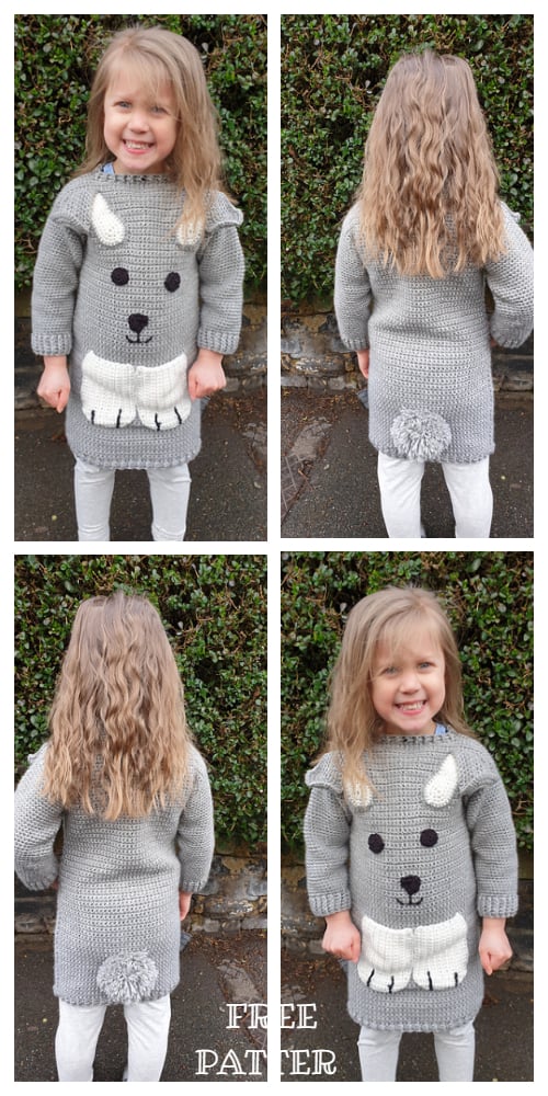 Spring Bunny Girl Jumper Dress Free Crochet Patterns 