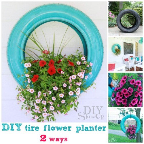 DIY Hanging Tire Planter-20+ DIY Ways to Repurpose Old Tires for Home and Garden