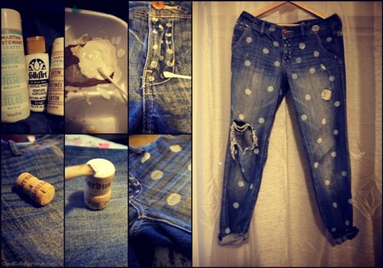 20+ Fabulous DIY Ideas and Tutorials to Refashion Your Old Jeans - ﻿﻿﻿ Polkadot Boyfriend Jeans D.I.Y Tutorial