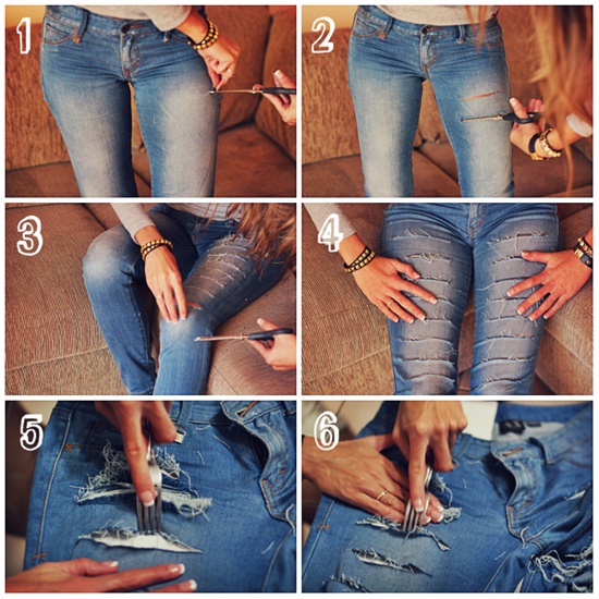 20+ Fabulous DIY Ideas and Tutorials to Refashion Your Old Jeans - Ripped Jeans ﻿﻿D.I.Y Tutorial