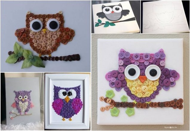 DIY Button Owl Canvas Wall Art Tutorial