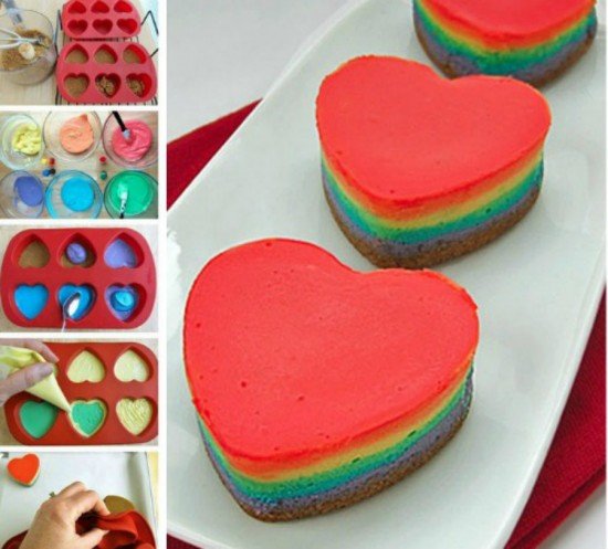 fabart DIY Mini Rainbow Cheesecake Hearts Recipe