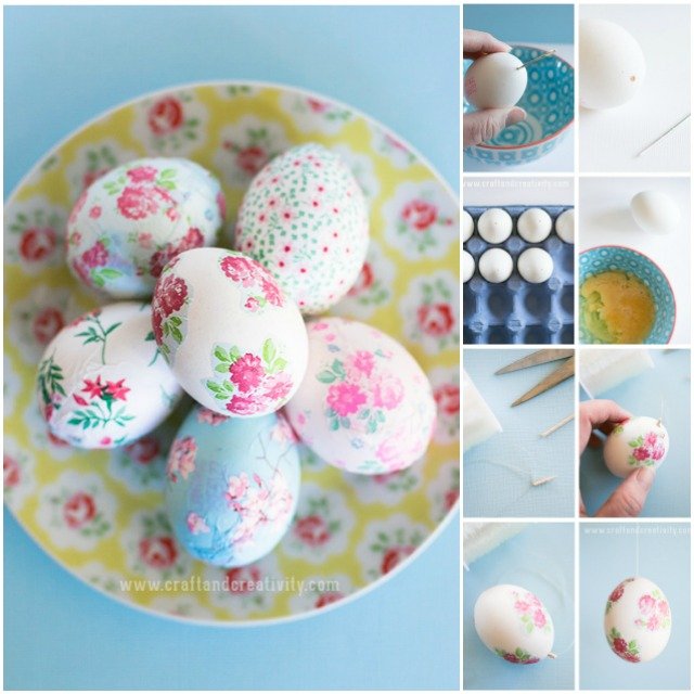 DIY Napkin Decoupage Easter Egg Decorating 