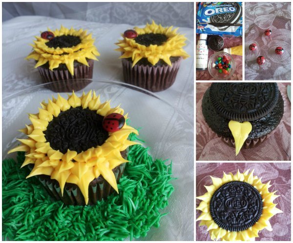 Fabartdiy - DIY Oreo Sunflower Cupcakes Tutorial