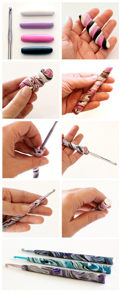 DIY Polymer Clay Crochet Hook Handle2