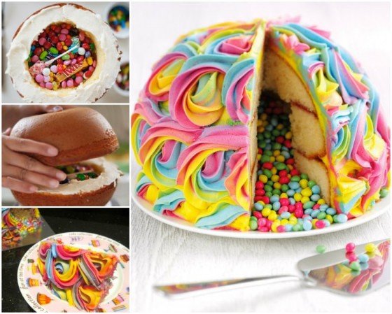 How to DIY Rainbow Pinata Cake