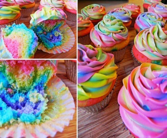 DIY Rainbow Tie Dye Cupcakes Tutorial