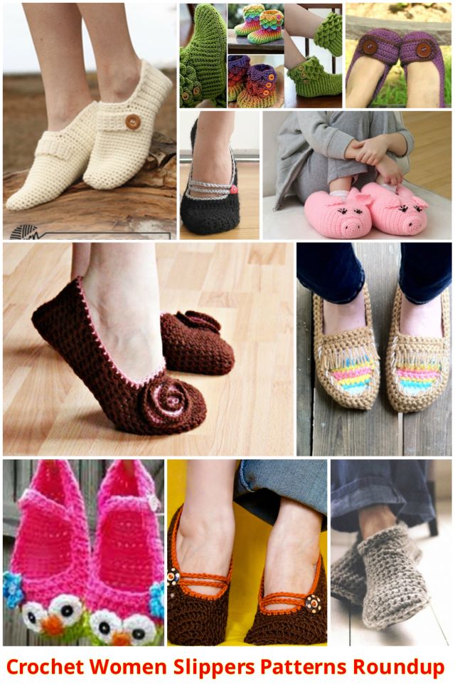 DIY Crochet Adult Shoe Slippers Patterns Roundup