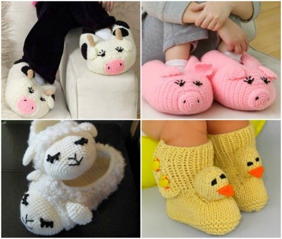 DIY Cute Crochet and Knit Animal Slippers