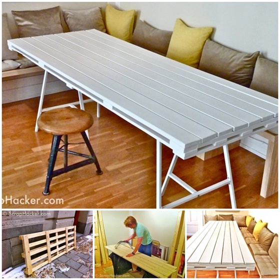 DIY Pallet Dinning Table-DIY Pallet Home Decorating and Furniture Projects and Tutorials