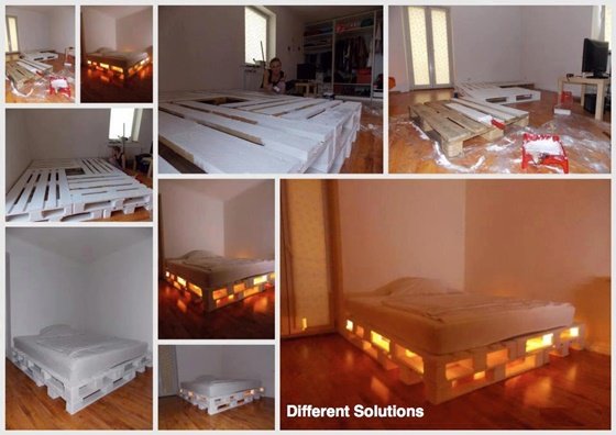 DIY Glowing Pallet Bed-DIY Pallet Home Decorating and Furniture Projects and Tutorials