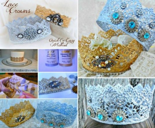 DIY Princess Lace Crown Tutorial-Quick Microwave Method