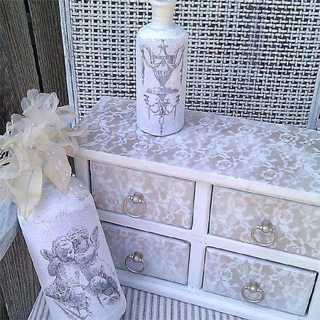 Transform old furniture with lace and spray paint