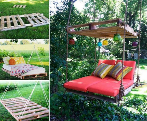DIY Outdoor Pallet Swing Bed-Upcycle Pallets into a fabulous Swing Bed.