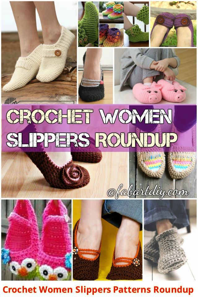 DIY Crochet Women Slippers Shoe Patterns Round Up