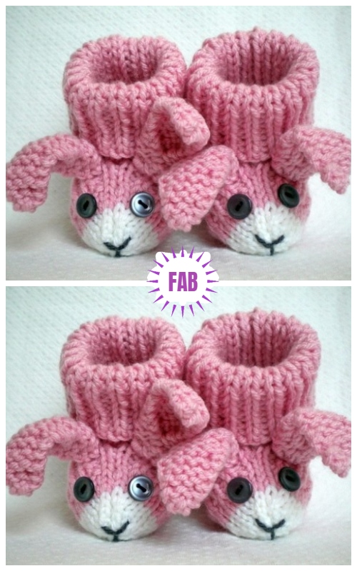 Bunny Rabbit Baby Booties Knitting Paid Pattern 