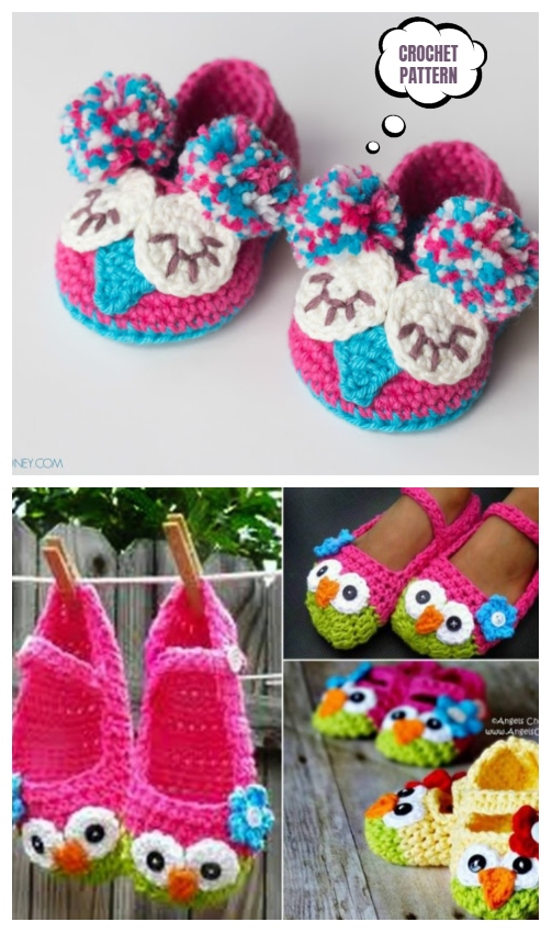 Crochet Mary Jane Owl Slippers Pattern Free and Paid