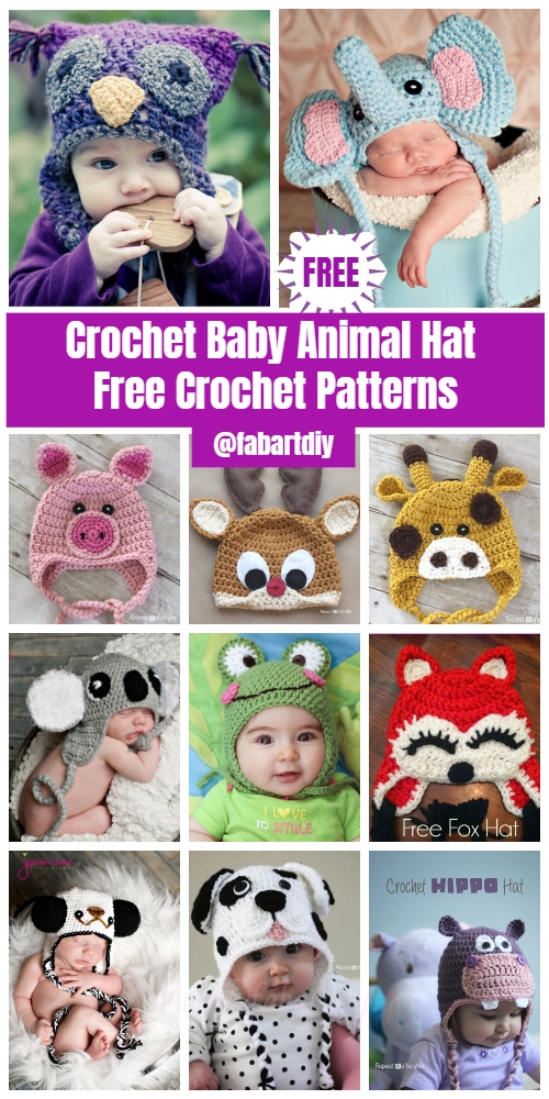 20 Cute Crochet Baby Animal Hat Free Crochet Patterns