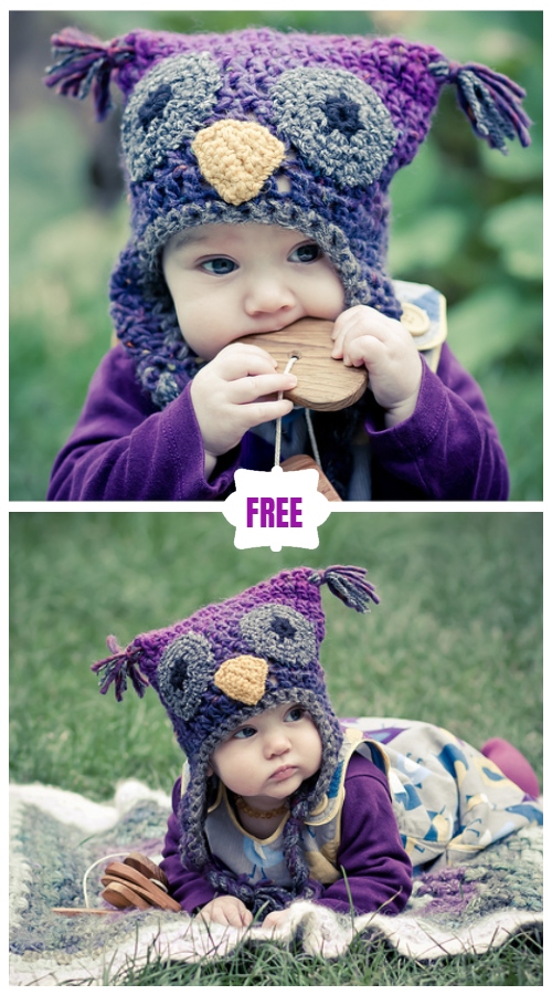 Cute Crochet Baby Animal Hat Free Crochet Patterns - Crochet Wooly Owl Hat Free Pattern