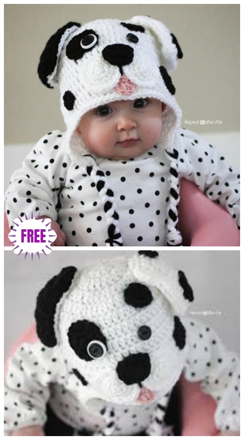 Cute Crochet Baby Animal Hat Free Crochet Patterns - Crochet Dalmatian Hat Free Crochet Pattern
