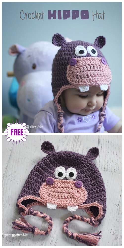 Cute Crochet Baby Animal Hat Free Crochet Patterns - Crochet Hippo Hat Free Crochet Pattern