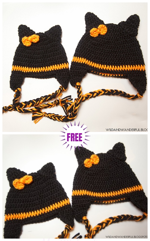 Cute Crochet Baby Animal Hat Free Crochet Patterns - Crochet Halloween Cat Hat Free Pattern by Katy McKinley