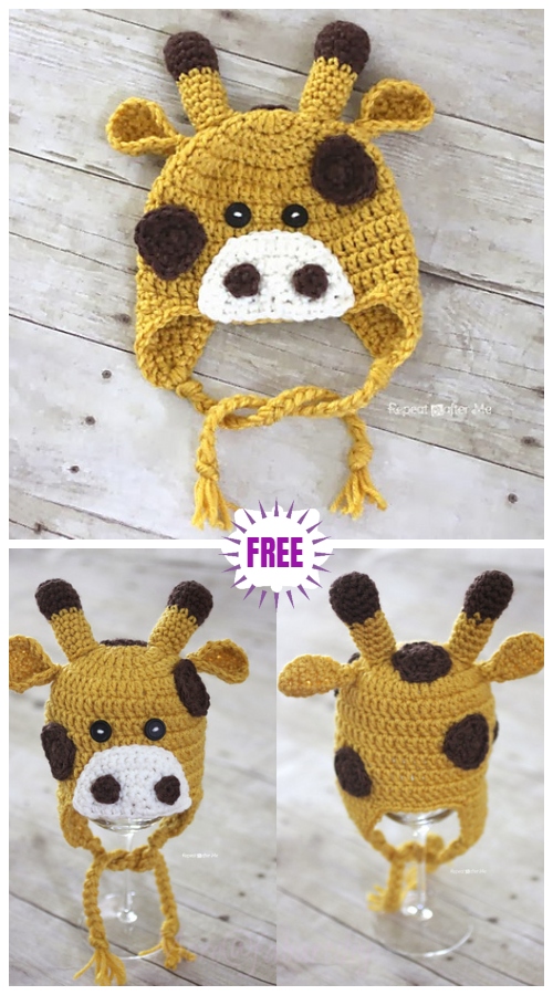 Cute Crochet Baby Animal Hat Free Crochet Patterns - Crochet Giraffe Hat Free Pattern  