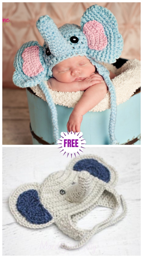 Cute Crochet Baby Animal Hat Free Crochet Patterns - Crochet Elephant Hat  Free Patterns 