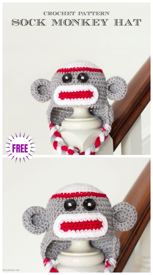  Cute Crochet Baby Animal Hat Free Crochet Patterns - Crochet Monkey Hat Free Crochet Pattern