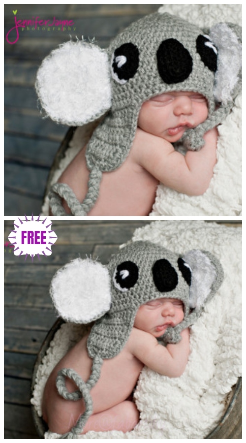  Cute Crochet Baby Animal Hat Free Crochet Patterns - Crochet Koala Hat Free Crochet Pattern