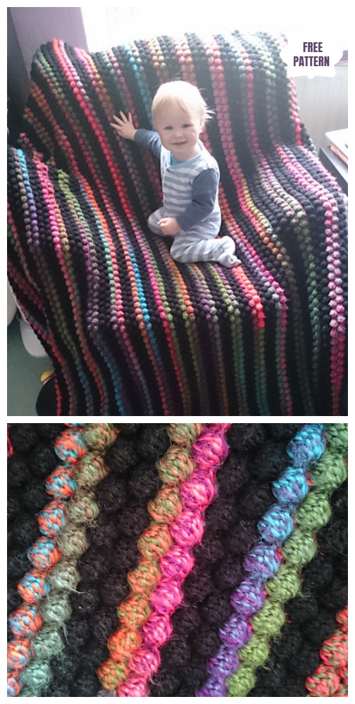 Crochet Scrap Yarn Bobble Blanket Free Crochet Pattern