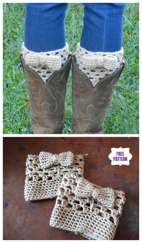 DIY Crochet Boot Cuffs Free Crochet Patterns - Bow Boot Cuffs Free Crochet Pattern
