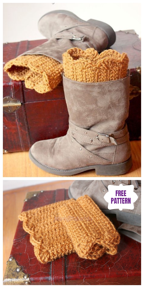 DIY Crochet Boot Cuffs Free Crochet Patterns - Scalloped Boot Cuffs Free Crochet Pattern