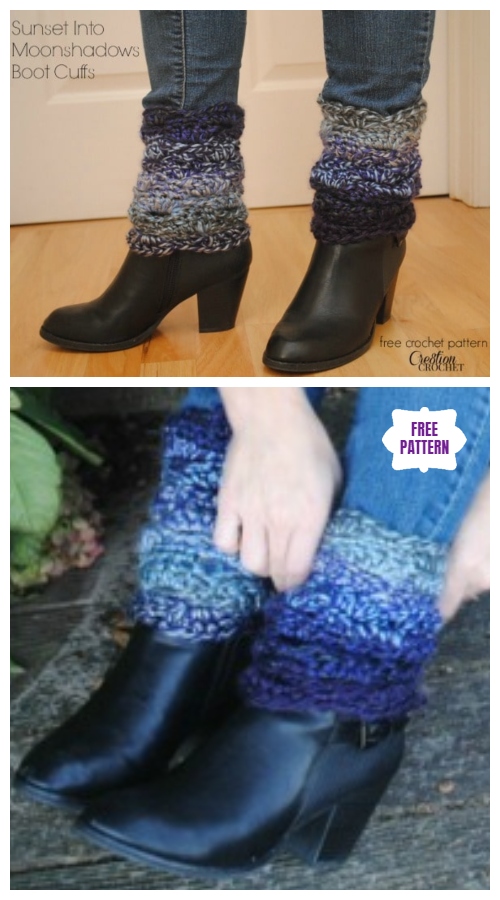 DIY Crochet Boot Cuffs Free Crochet Patterns - Sunset into Moonshadows Boot Cuffs Free Crochet Pattern