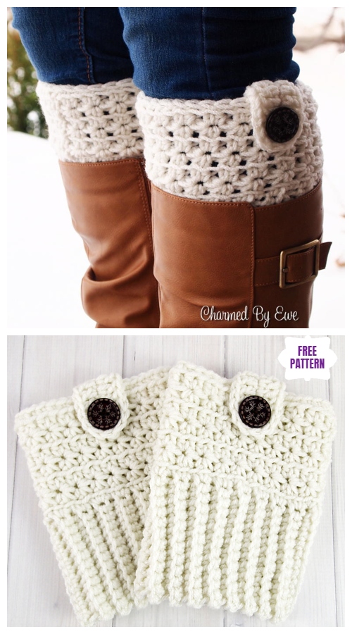 DIY Crochet Boot Cuffs Free Crochet Patterns - Star Stitch Boot Cuffs Free Crochet Pattern