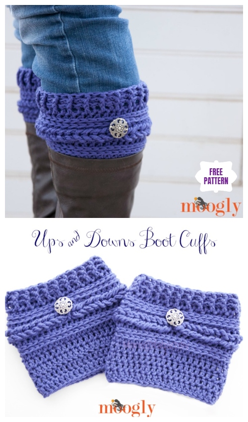 DIY Crochet Boot Cuffs Free Crochet Patterns - Ups and Downs Boot Cuffs Free Crochet Pattern