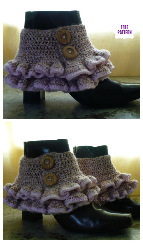 DIY Crochet Boot Cuffs Free Crochet Patterns - VictorianRuffled Spats (boot cuffs) Free Crochet Pattern