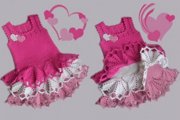 Crochet Hearty Valentine Dress free pattern - little Girl Version