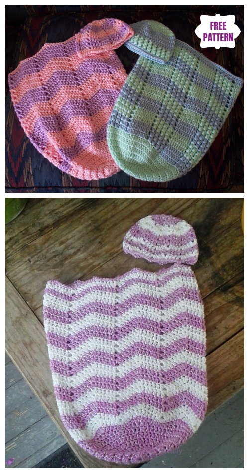 Crochet Suzie's Ripple Sleep Sack and Cap Set Free Crochet Patterns