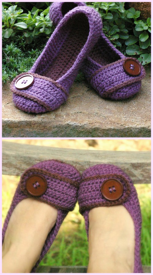 DIY Crochet Adult Slippers Pattern Round Up- Crochet Women House Slippers Pattern