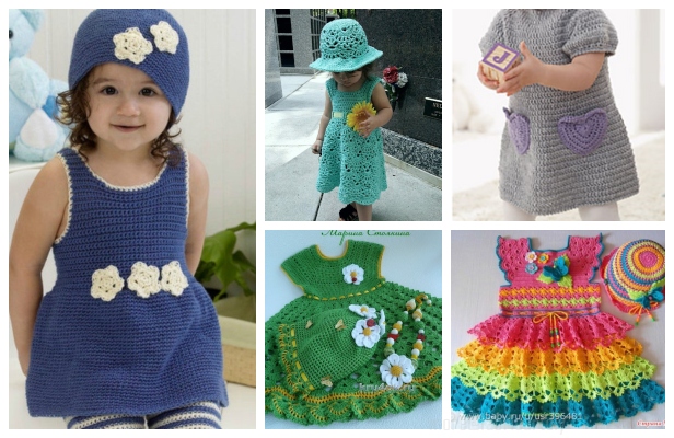 DIY Girl’s Crochet Dress and Hat Set Free Patterns 