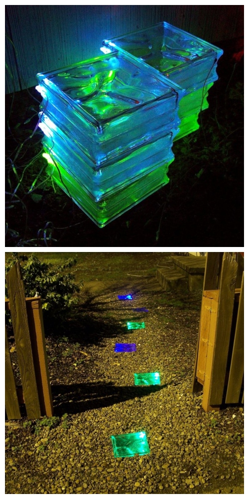 20+ DIY Stunning Outdoor Lighting Ideas for Summer Night - Glass Bricks Make Lighted Paving Stones﻿ DIY Tutorial